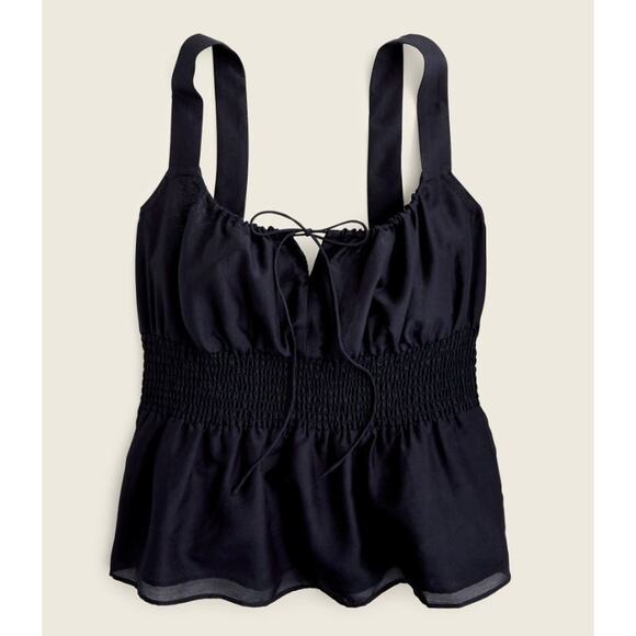 J.Crew Smocked-Waist Tank In Silk-Cotton Voile - L - Picture 1 of 3